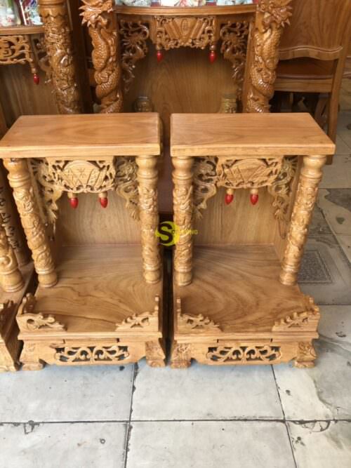 Bàn thờ ông địa gõ đỏ mái bằng 40 - SD014 - Hình ảnh 8