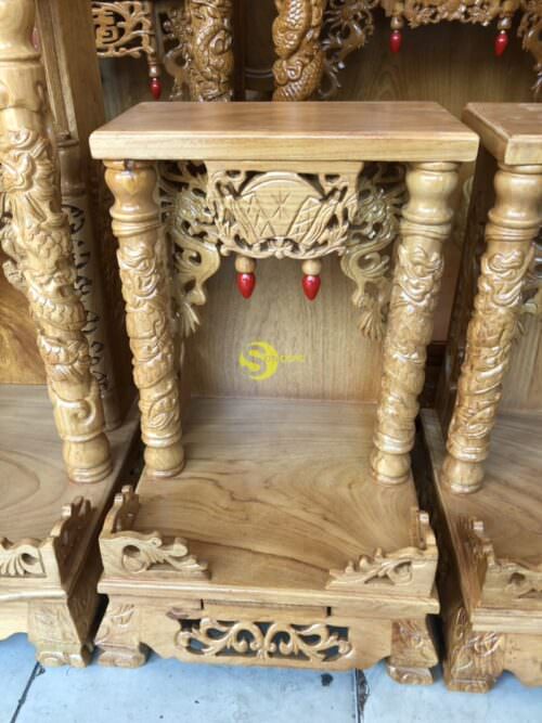 Bàn thờ ông địa gõ đỏ mái bằng 40 - SD014 - Hình ảnh 4