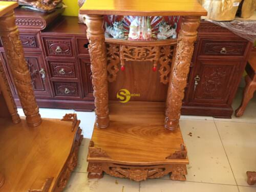 Bàn thờ ông địa gõ đỏ hộp đèn 60 - SD16 - Hình ảnh 6