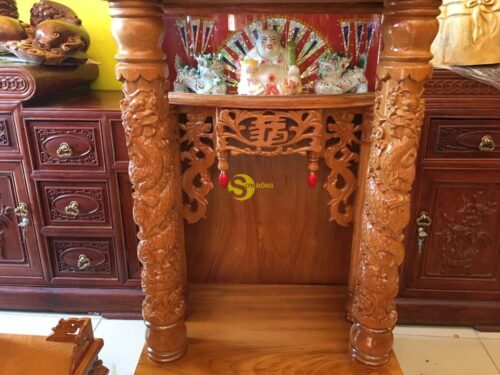 Bàn thờ ông địa gõ đỏ hộp đèn 60 - SD16 - Hình ảnh 3