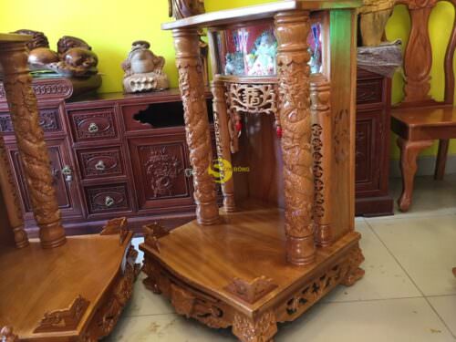 Bàn thờ ông địa gõ đỏ hộp đèn 60 - SD16 - Hình ảnh 4