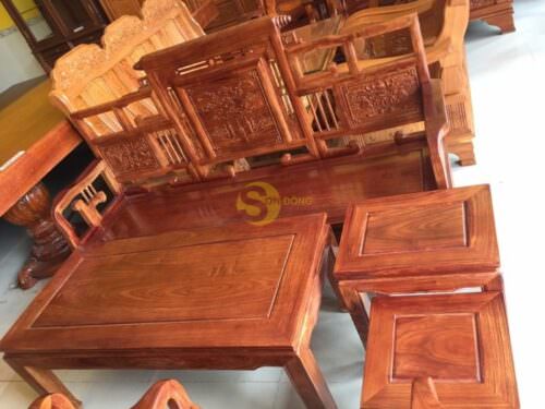Bộ bàn ghế gỗ hương cuốn thư phòng khách nhỏ 6 món-BBG121 - Ảnh 4