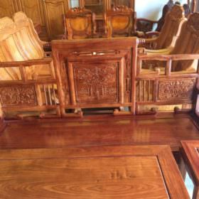 Bộ bàn ghế gỗ hương cuốn thư phòng khách nhỏ 6 món-BBG121