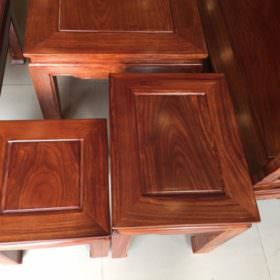 Bộ bàn ghế gỗ hương cuốn thư phòng khách nhỏ 6 món-BBG121