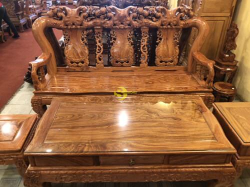 Bộ bàn ghế chạm đào gỗ hương đá tay 14 - BBG541 - Hình ảnh 15