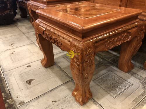 Bộ bàn ghế chạm đào gỗ hương đá tay 14 - BBG541 - Hình ảnh 2