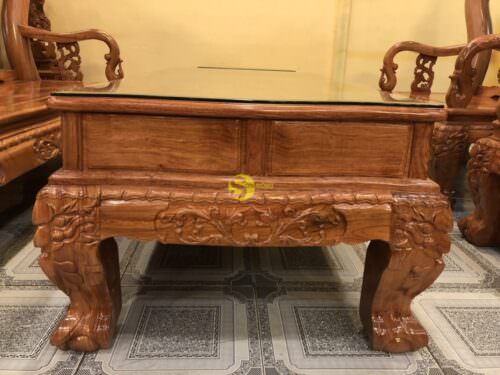 Bộ bàn ghế chạm đào gỗ hương đá tay 14 - BBG541 - Hình ảnh 25