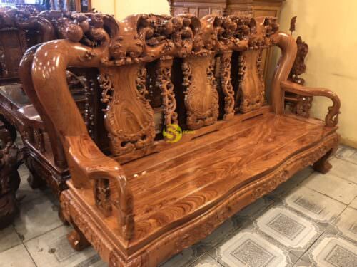 Bộ bàn ghế chạm đào gỗ hương đá tay 14 - BBG541 - Hình ảnh 19