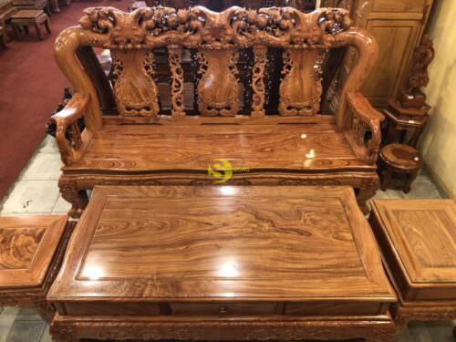 Bộ bàn ghế chạm đào gỗ hương đá tay 14 - BBG541 - Hình ảnh 17