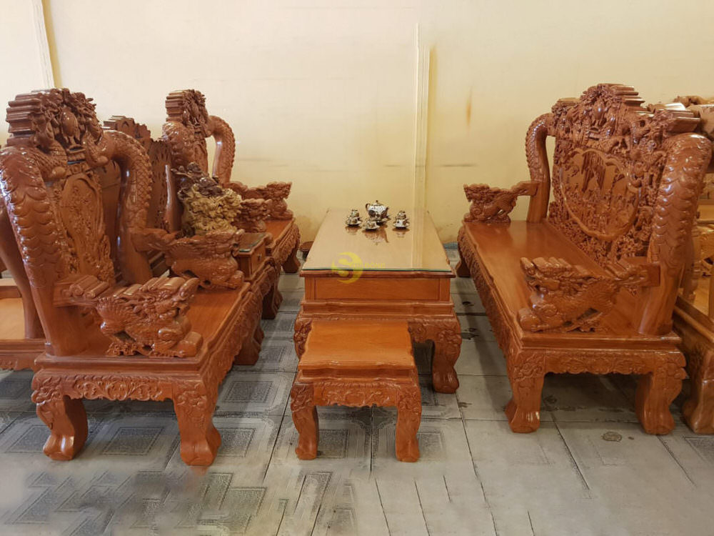 Bộ bàn ghế rồng cột đục gỗ gõ đỏ tay 14 6 món - BBG1212 11 Bộ bàn ghế rồng cột đục gỗ gõ đỏ tay 14 6 món - BBG1212