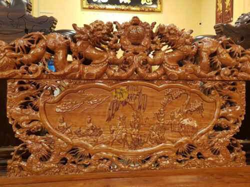Bộ bàn ghế hương cửu long hoá trúc 6 món tay 12-BBG90 - Hình ảnh 8