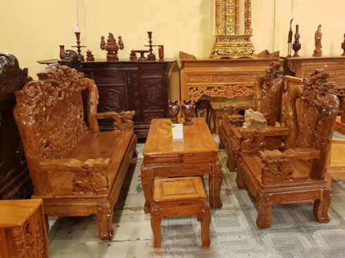 Bộ bàn ghế hương cửu long hoá trúc 6 món tay 12-BBG90 - Hình ảnh 2
