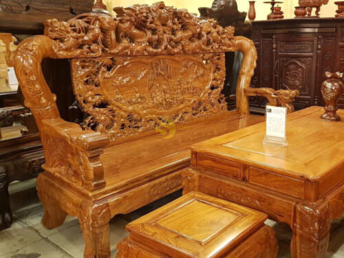 Bộ bàn ghế hương cửu long hoá trúc 6 món tay 12-BBG90 - Hình ảnh 3