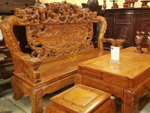 Bộ bàn ghế hương cửu long hoá trúc 6 món tay 12-BBG90 - Hình ảnh 4