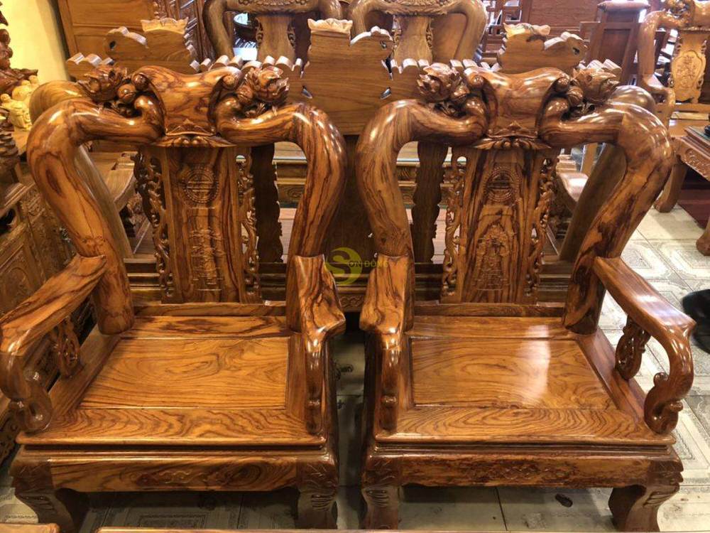 Bộ bàn ghế chạm đào gỗ hương loang tay 12 - BBG1301 25 Bộ bàn ghế chạm đào gỗ hương loang tay 12 - BBG1301