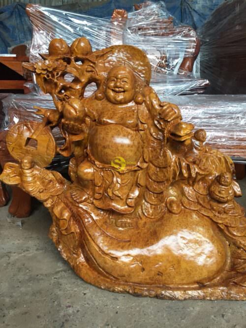 Di lạc đứng bao tiền gỗ nu kháo 97cm-DL019 - Hình ảnh 5