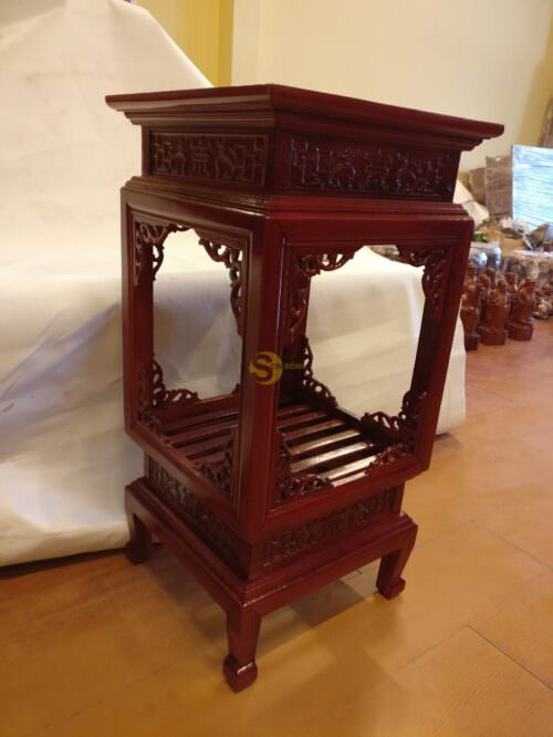 Đôn ghế lồng đèn gỗ gụ 40x80-DG018 - Hình ảnh 4