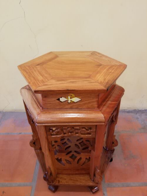 Đôn lục giác gỗ hương 40cm DG011 - Hình ảnh 4