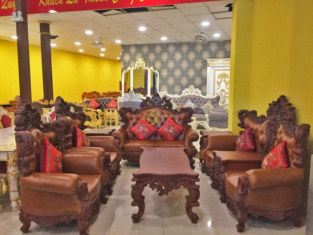 Trọn bộ nội thất phòng khách cổ điển VIP 14 sofa co dien chau au boc da bo SF056 19
