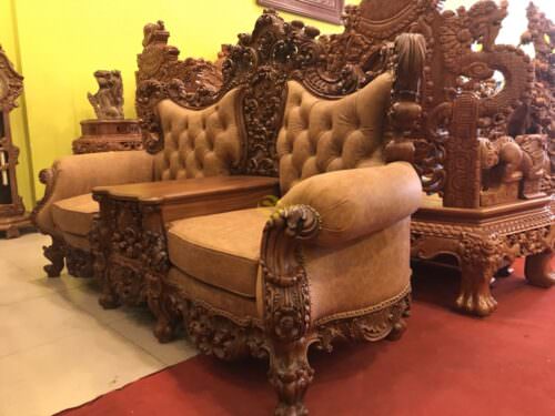 Bộ bàn ghế sofa cổ điển bọc da bò-SF60 - Hình ảnh 8