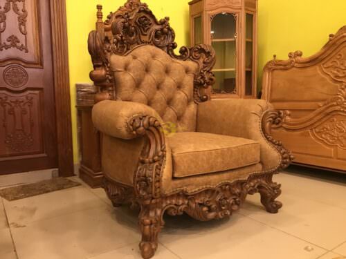 Bộ bàn ghế sofa cổ điển bọc da bò-SF60 - Hình ảnh 10