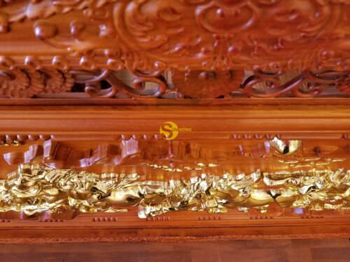 Tranh mã đáo thành công gỗ hương dát vàng 2m x 1m - T217A - Ảnh 3