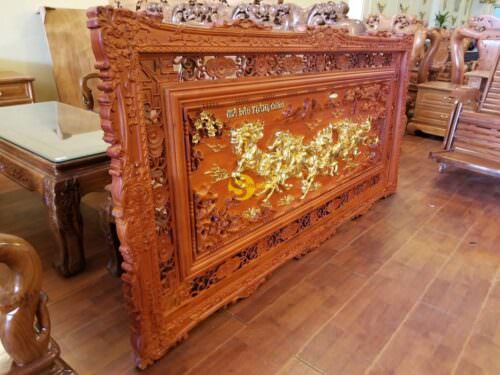 Tranh mã đáo thành công gỗ hương dát vàng 2m x 1m - T217A - Ảnh 4