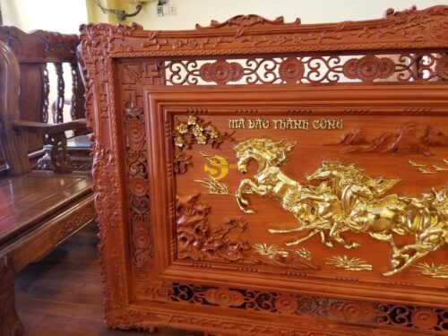 Tranh mã đáo thành công gỗ hương dát vàng 2m x 1m - T217A - Ảnh 10