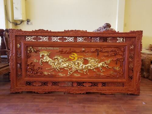 Tranh mã đáo thành công gỗ hương dát vàng 2m x 1m - T217A - Ảnh 11