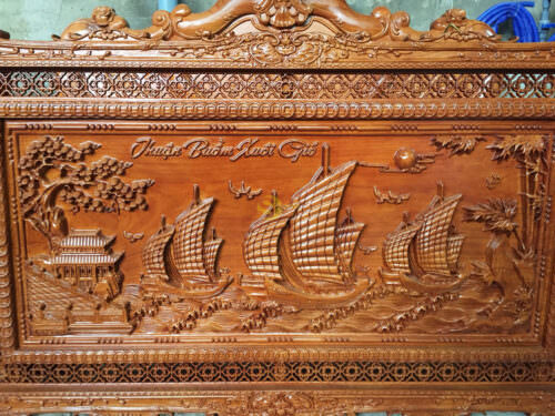 Tranh thuận buồm xuôi gió gỗ gõ đỏ-MT13 - Hình ảnh 3