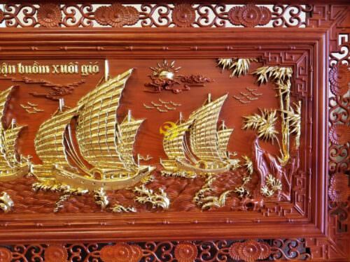 Tranh thuận buồm xuôi gió gỗ hương dát vàng lớn - T003 - Hình ảnh 8