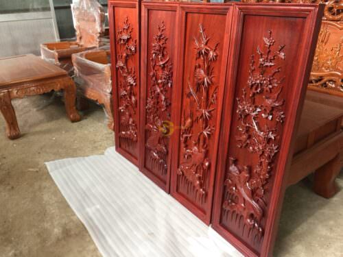 Tranh tứ quý gỗ hương 1,17m-LT56 - Hình ảnh 5