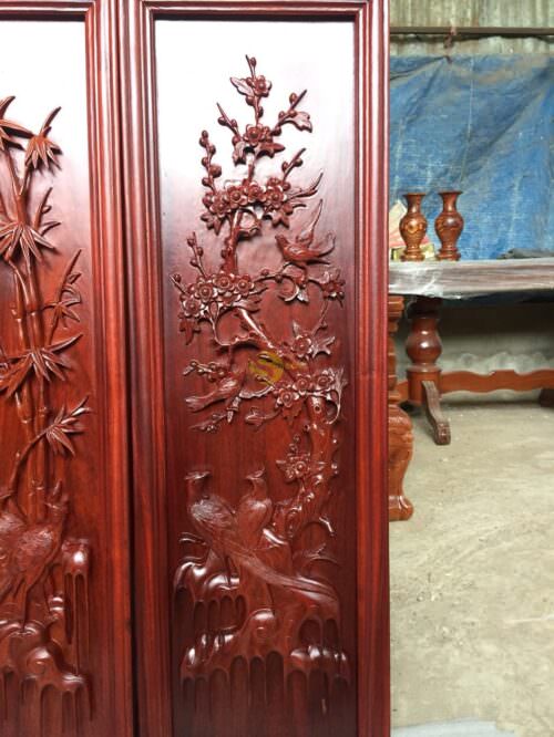 Tranh tứ quý gỗ hương 1,17m-LT56 - Hình ảnh 4