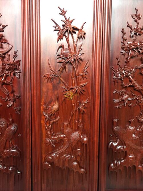 Tranh tứ quý gỗ hương 1,17m-LT56 - Hình ảnh 3