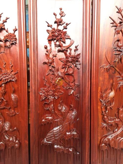 Tranh tứ quý gỗ hương 1,17m-LT56 - Hình ảnh 2
