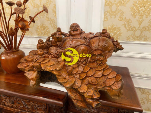 Di lạc ngũ phúc gỗ nu kháo 90cm-DL039 - Ảnh 3