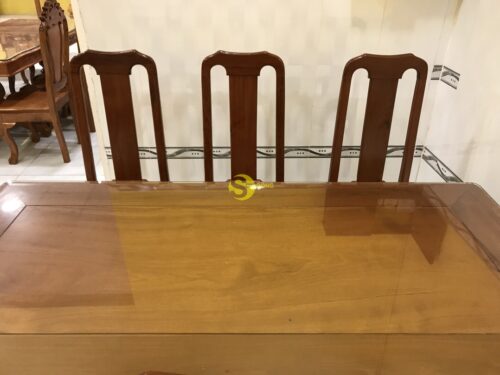 Bộ bàn ăn căm xe mặt gõ 6 ghế bàn vuông ( đầu bò ) - BBA318V - Hình ảnh 4