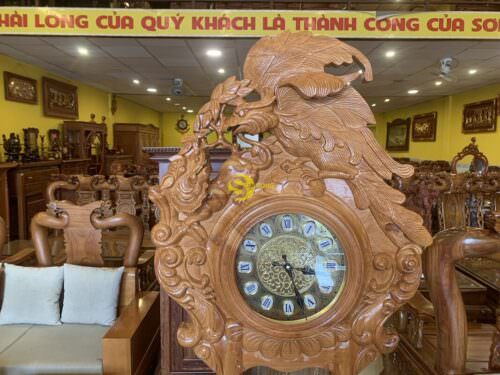 Đồng hồ gỗ gõ đỏ sư tử đại bàng - DH033 - Hình ảnh 7