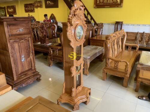 Đồng hồ gỗ gõ đỏ sư tử đại bàng - DH033 - Hình ảnh 3
