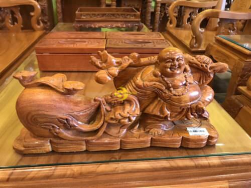 Di lặc kéo bao tiền 38cm gỗ hương - DL2108 - Hình ảnh 5