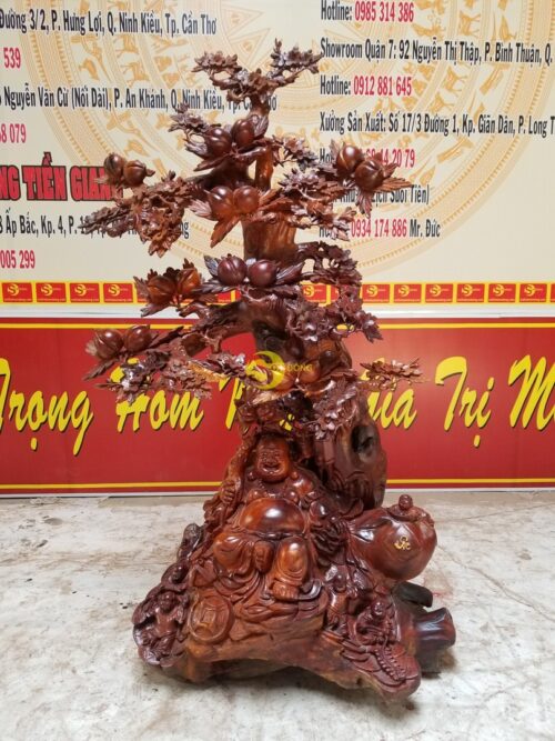 Di lặc ngồi gốc đào gỗ hương cao 1m92 - DL514 - Hình ảnh 11
