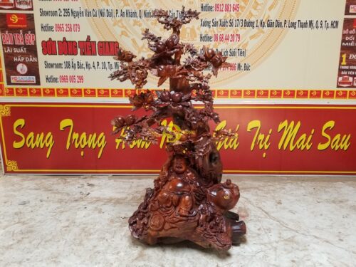 Di lặc ngồi gốc đào gỗ hương cao 1m92 - DL514 - Hình ảnh 8