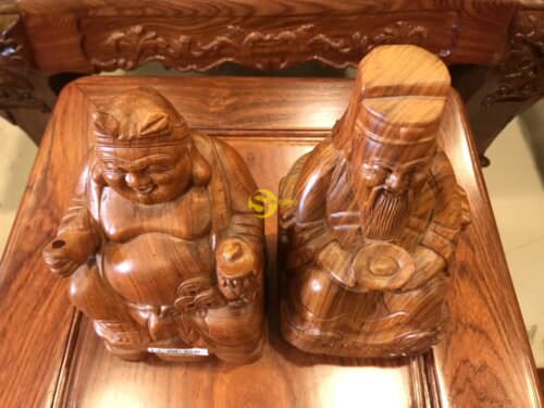 Cặp thần tài ông địa gỗ hương cao 20cm - DL72 - Hình ảnh 7