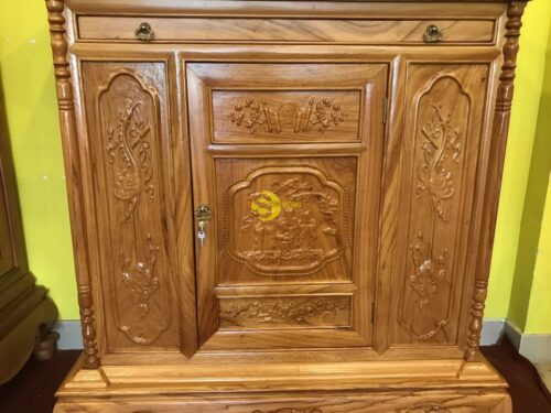 Tủ thờ gõ đỏ tam đa lắp ráp 1,27m - SD027 - Hình ảnh 3