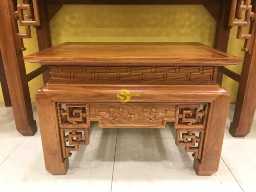 Bộ bàn thờ và bàn cúng gõ đỏ triện hoa sen 1,53m - SD102 - Hình ảnh 10