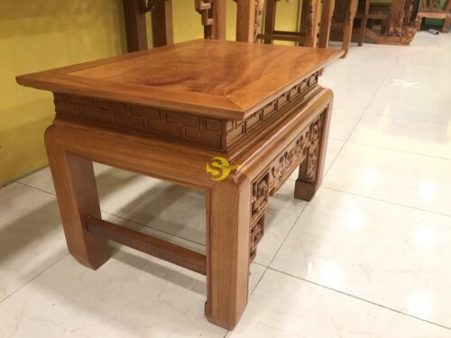 Bộ bàn thờ và bàn cúng gõ đỏ triện hoa sen 1,53m - SD102 - Hình ảnh 8