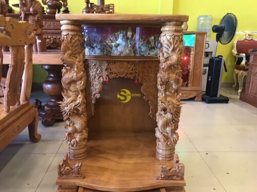 Bàn thờ ông địa hộp đèn 70 mặt liền siêu vip chạm tay - SD115DHA2 - Hình ảnh 8