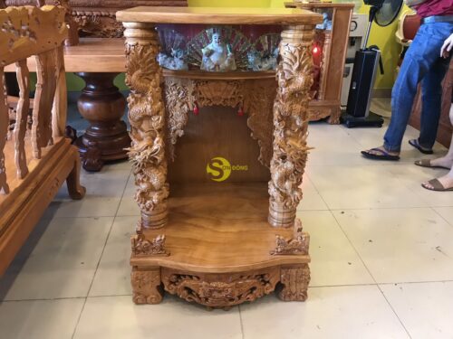 Bàn thờ ông địa hộp đèn 70 mặt liền siêu vip chạm tay - SD115DHA2 - Hình ảnh 6