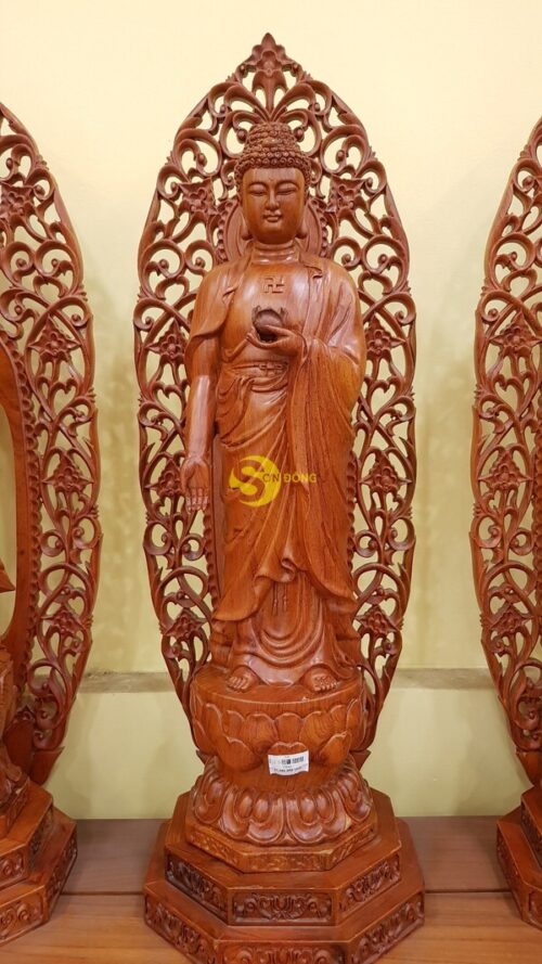 Tam thế phật gỗ hương cao 1m-TTP11 - Hình ảnh 9