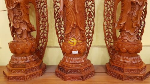 Tam thế phật gỗ hương cao 1m-TTP11 - Hình ảnh 8